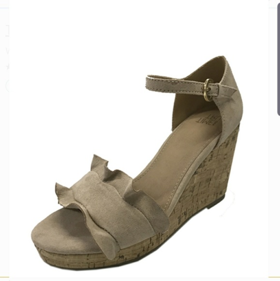 Time and Tru Shoes - 2/$10 Nude Suede Wedges with Ruffle